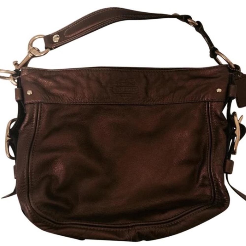 Vintage Coach Zoe Classic Metallic Brown Bronze Leather Hobo Bag